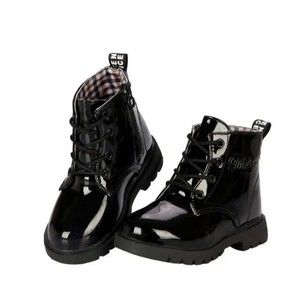 Baby Toddler Girls Boots Casual Child Kids Zipper Lace Up Black Shoes Size 5.5T